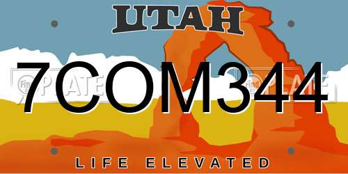 7COM344 Utah License Plate