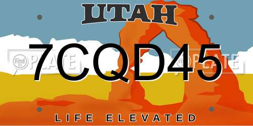 7CQD45 Utah License Plate
