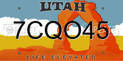 7CQO45 Utah License Plate