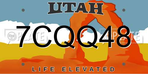 7CQQ48 Utah License Plate