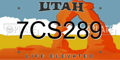 7CS289 Utah License Plate