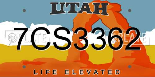 7CS3362 Utah License Plate