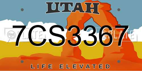 7CS3367 Utah License Plate