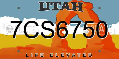 7CS6750 Utah License Plate