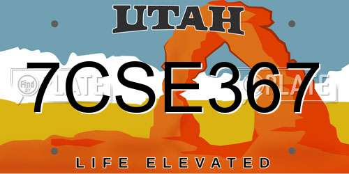 7CSE367 Utah License Plate