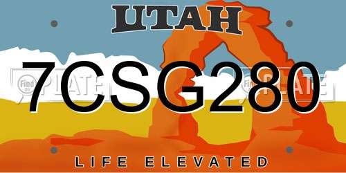 7CSG280 Utah License Plate