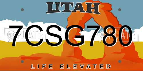 7CSG780 Utah License Plate