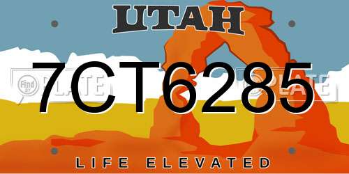 7CT6285 Utah License Plate