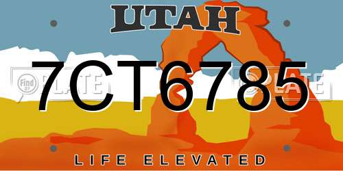 7CT6785 Utah License Plate