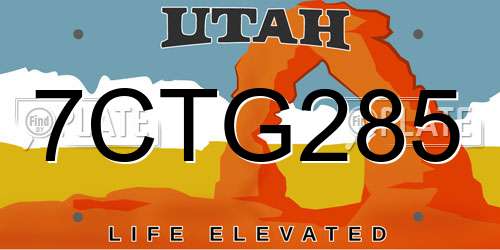 7CTG285 Utah License Plate