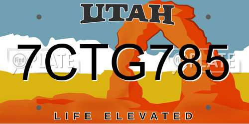 7CTG785 Utah License Plate