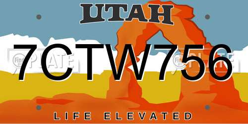 7CTW756 Utah License Plate