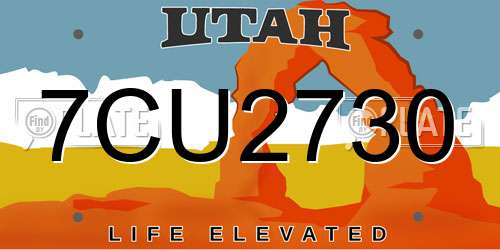 7CU2730 Utah License Plate