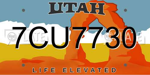 7CU7730 Utah License Plate