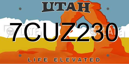 7CUZ230 Utah License Plate