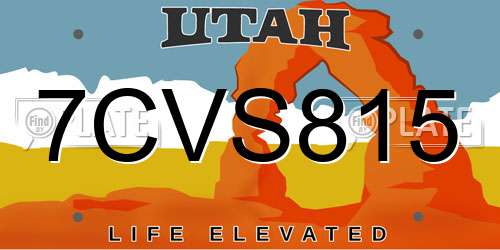 7CVS815 Utah License Plate