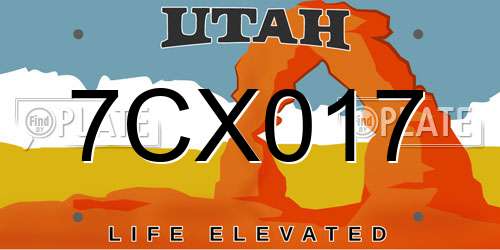 7CX017 Utah License Plate
