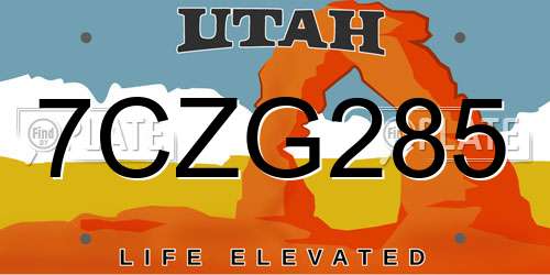 7CZG285 Utah License Plate