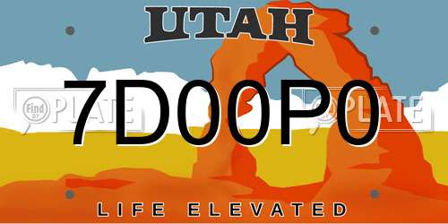 7D00P0 Utah License Plate