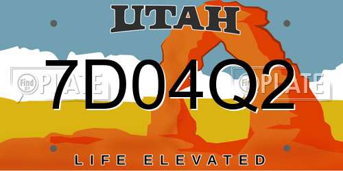 7D04Q2 Utah License Plate
