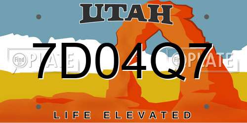 7D04Q7 Utah License Plate