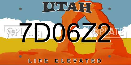 7D06Z2 Utah License Plate
