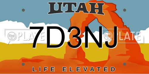 7D3NJ Utah License Plate