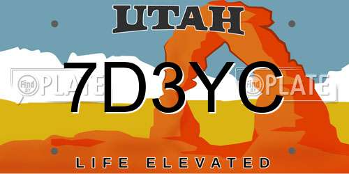 7D3YC Utah License Plate