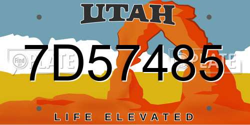 7D57485 Utah License Plate