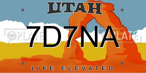 7D7NA Utah License Plate