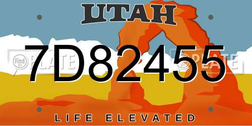 7D82455 Utah License Plate