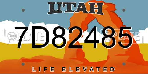 7D82485 Utah License Plate