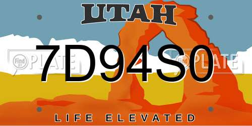 7D94S0 Utah License Plate