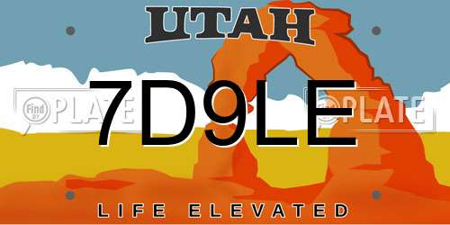 7D9LE Utah License Plate