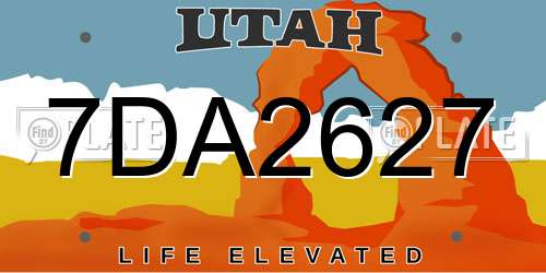 7DA2627 Utah License Plate