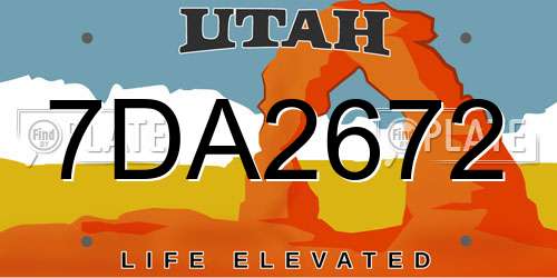 7DA2672 Utah License Plate
