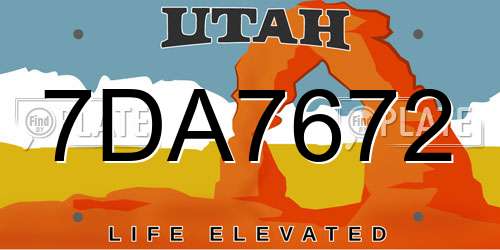 7DA7672 Utah License Plate