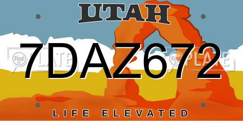 7DAZ672 Utah License Plate