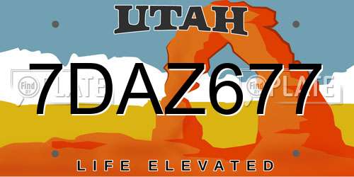 7DAZ677 Utah License Plate