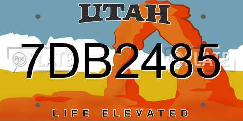 7DB2485 Utah License Plate