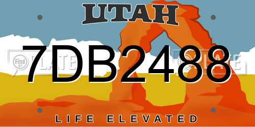 7DB2488 Utah License Plate