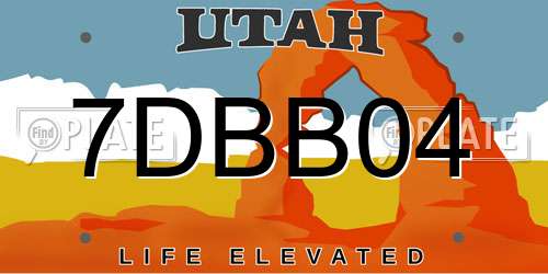 7DBB04 Utah License Plate
