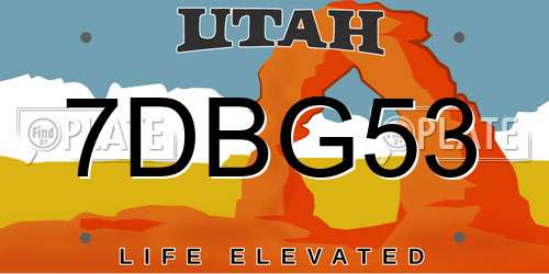 7DBG53 Utah License Plate
