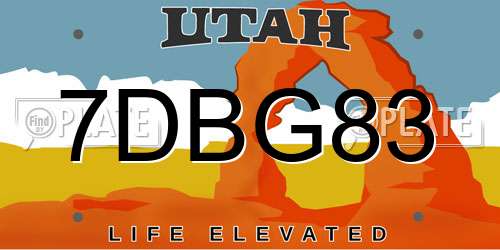 7DBG83 Utah License Plate