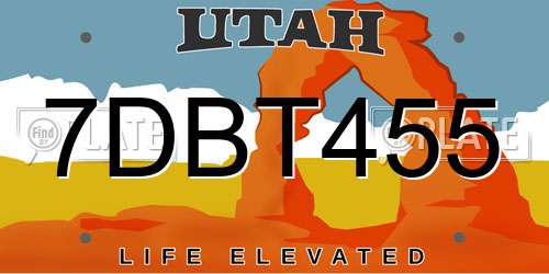 7DBT455 Utah License Plate