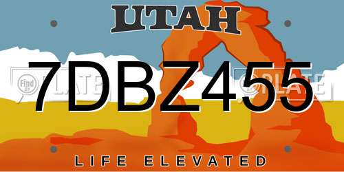 7DBZ455 Utah License Plate