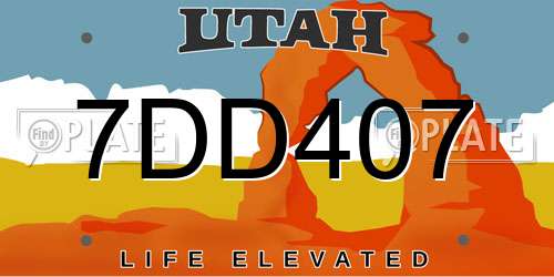7DD407 Utah License Plate