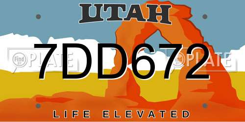 7DD672 Utah License Plate