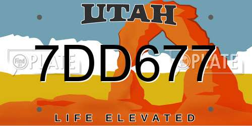 7DD677 Utah License Plate