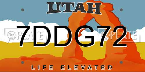 7DDG72 Utah License Plate